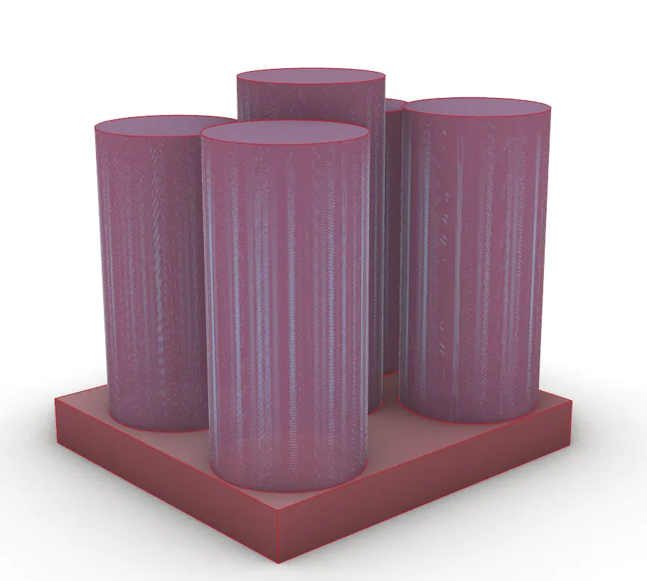 3D render — cylindrical tower cluster in the Rhino viewport
