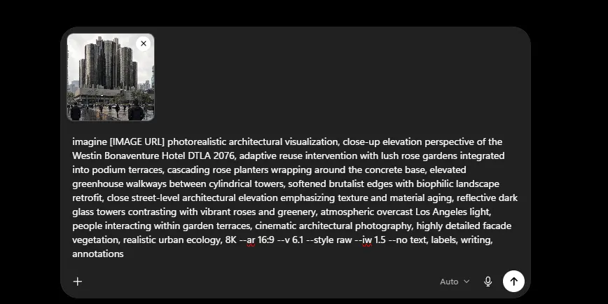 First text-to-image prompt, derived directly from thesis research and design intent